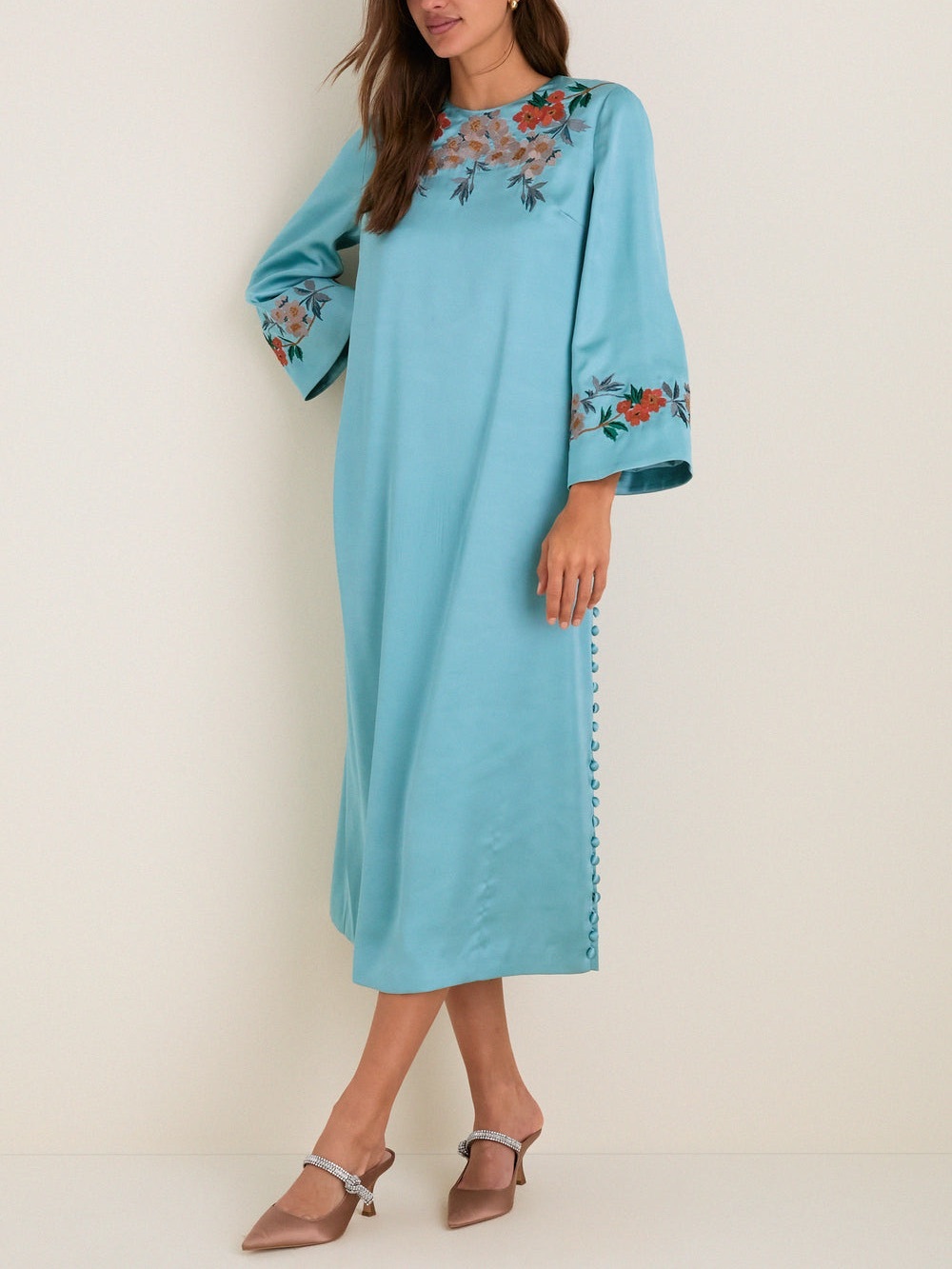 Tuckernuck Cameo Blossom Embroidered Duchess Satin Jamie Dress Small NWT